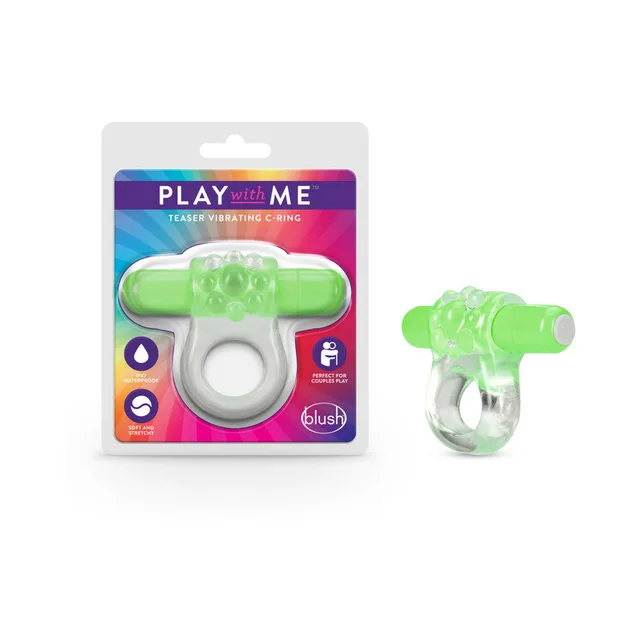 Play with Me Teaser package beside green bullet and clear C-ring
