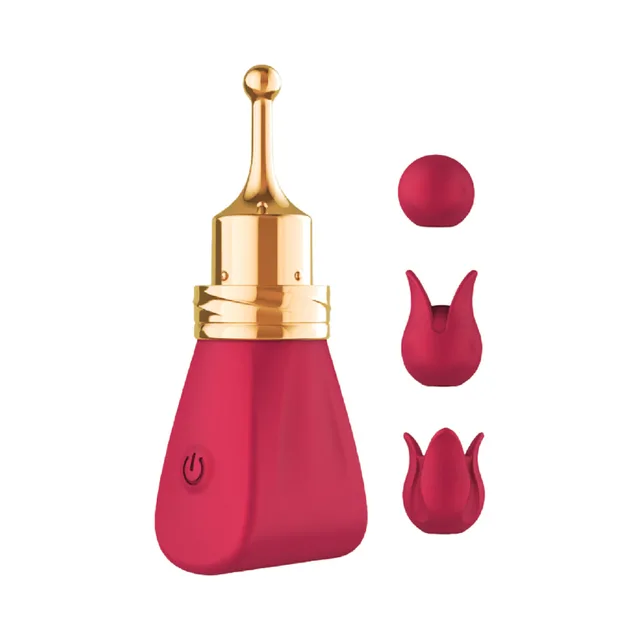 Red Gold Glam body with gold stem and three cap shapes