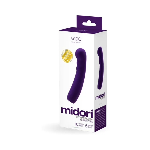 Deep-purple VeDO Midori G-spot vibrator retail box