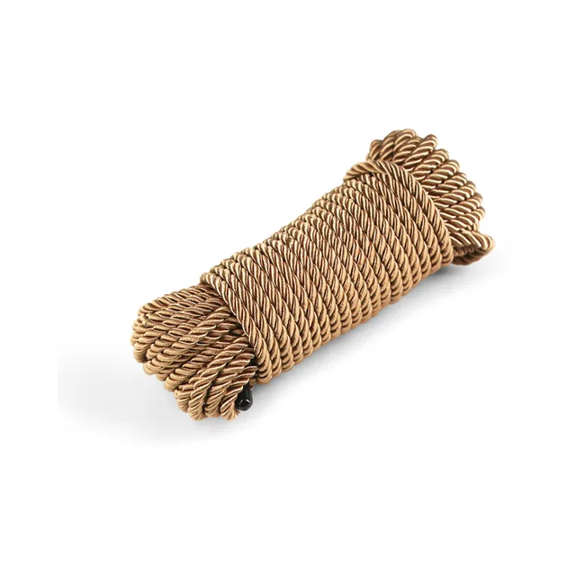 NS Novelties Bound 50 ft gold rope compact bundle with twisted strands and looped ends