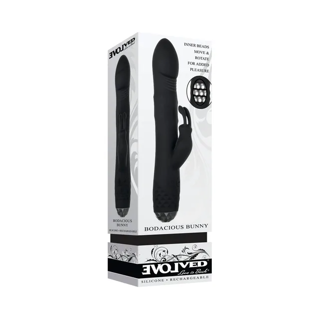 Evolved Bodacious Bunny black vibrator retail box