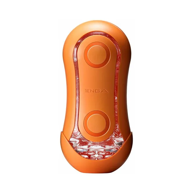 Sunset Orange TENGA Flip Orb with two circular pads and clear base