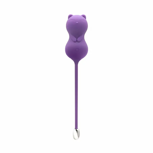purple Emojibator Kitty Cat kegel vibrator with ears stem and pull ring