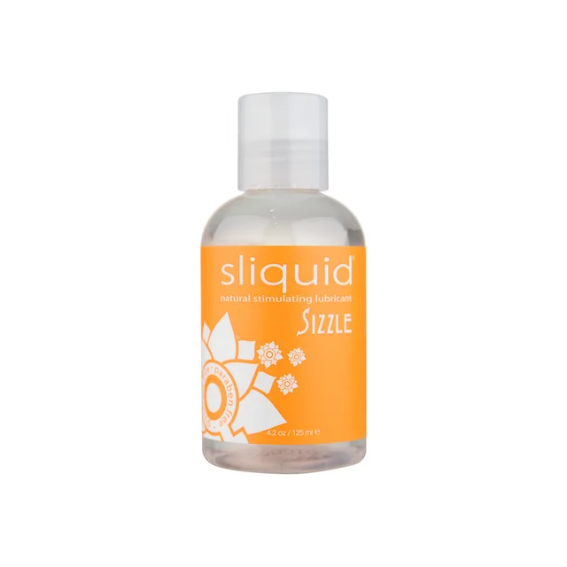 Sliquid Naturals Sizzle clear bottle with orange label