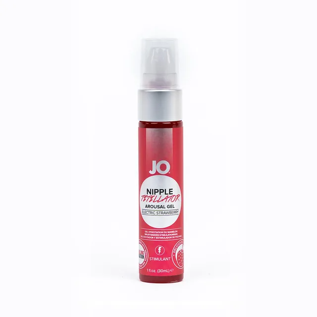 System JO Strawberry Gel 1 oz slim red pump bottle front