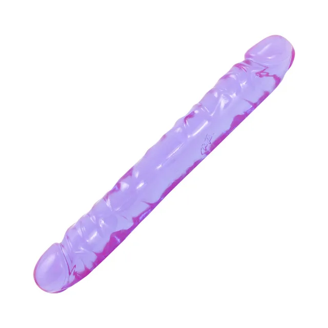 Unboxed light purple double-ended Crystal Jellies dong with raised shaft texture