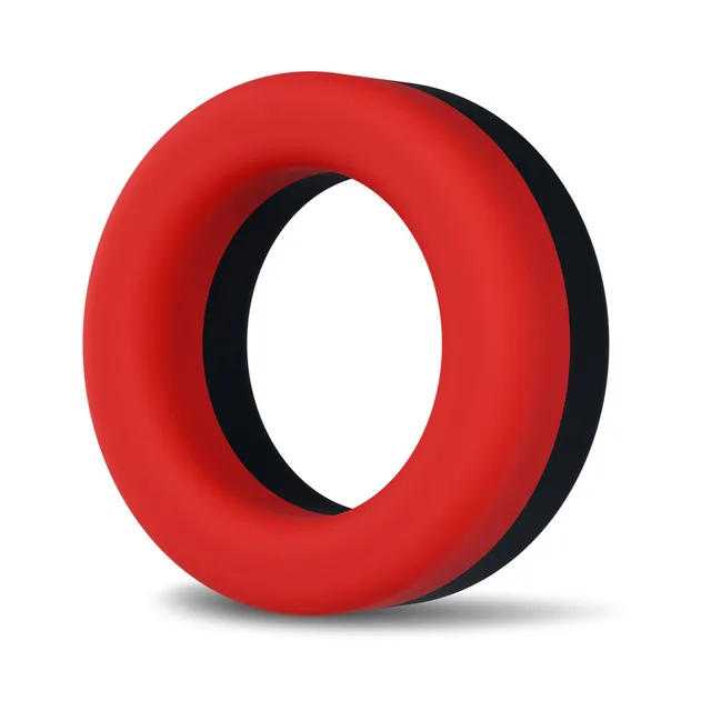 Upright red and black Takeoff two-tone ring