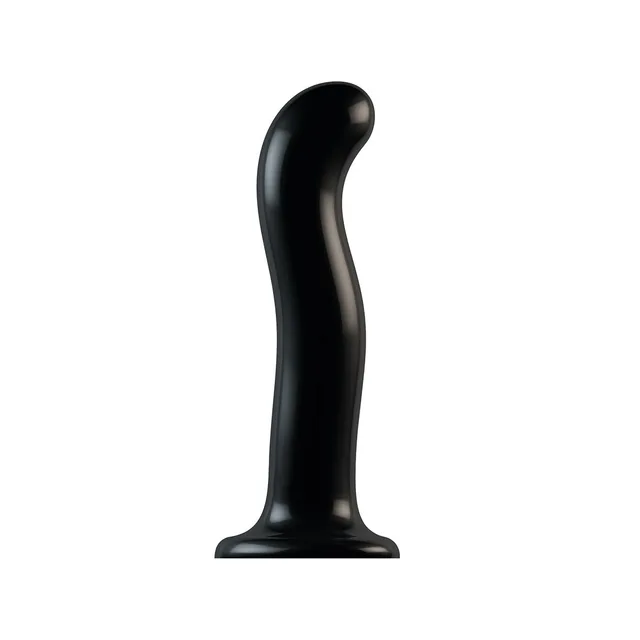 XL black Strap-On-Me P&G-Spot dildo with long curved shaft and flared base