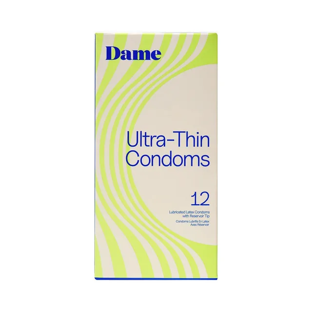 Dame Ultra-Thin lubricated latex condoms 12-pack box