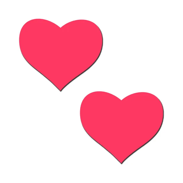 Pastease pair of neon-pink glow-in-the-dark heart vinyl pasties