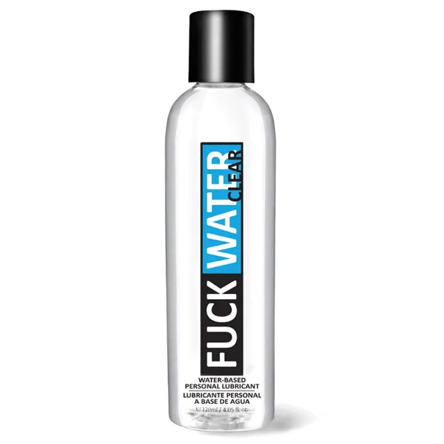 Clear 4 oz Fuck Water H2O lubricant bottle with black cap