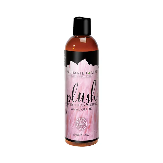 Intimate Earth Plush 2 oz amber bottle with pink label