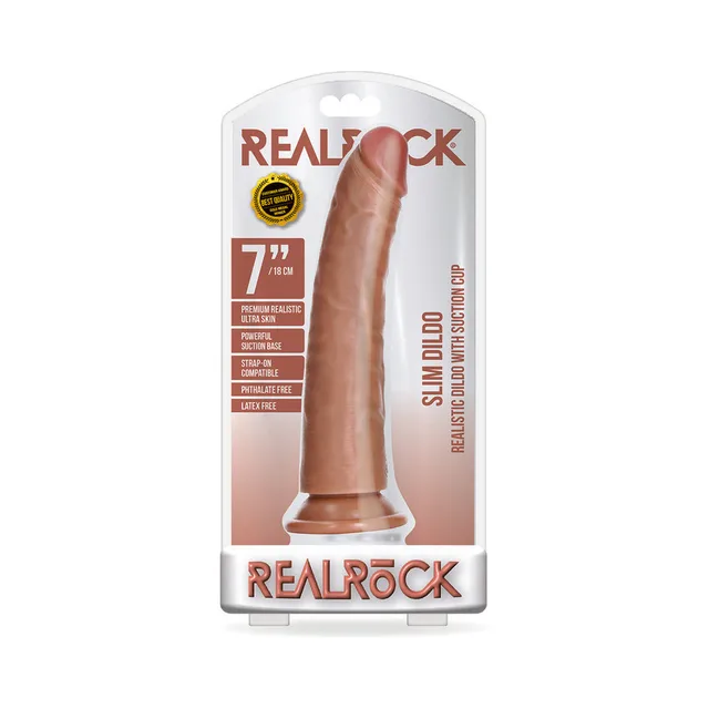 Tan RealRock 7-inch Slim Dildo retail package