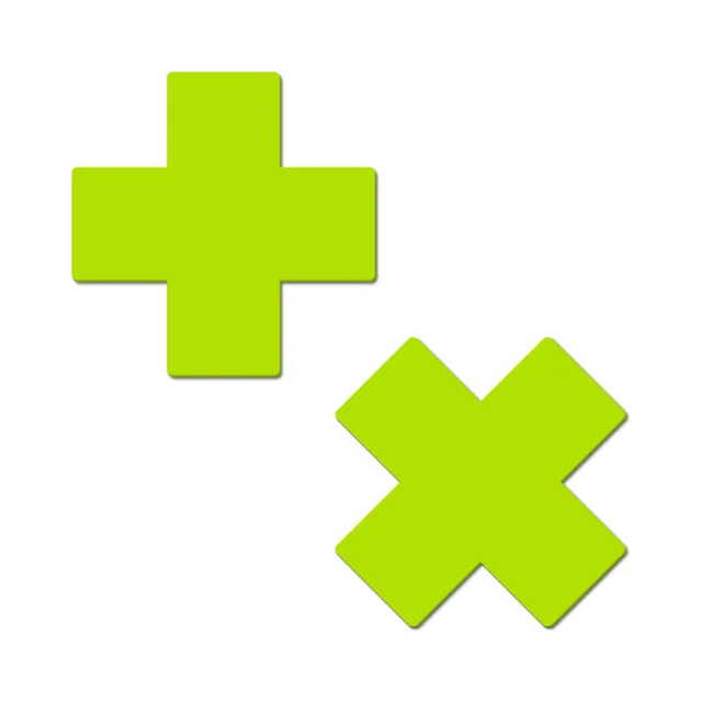 Pastease neon-yellow plus and X glow-in-the-dark vinyl pasties