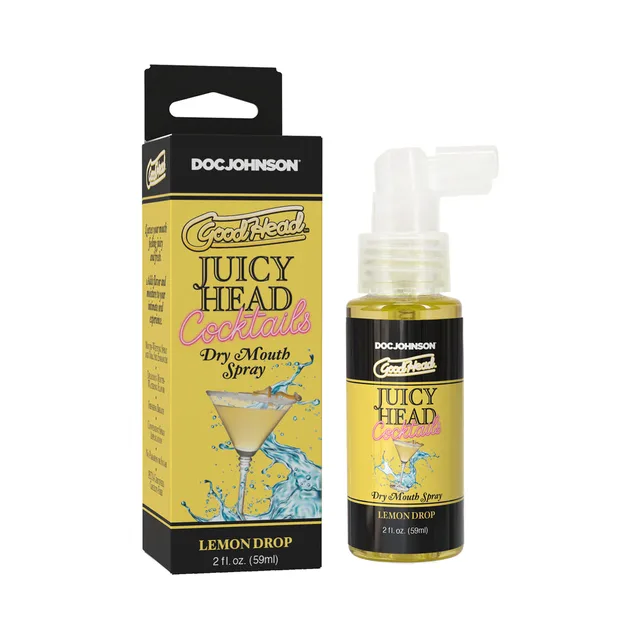 Juicy Head Lemon Drop 2 oz pump spray beside yellow box