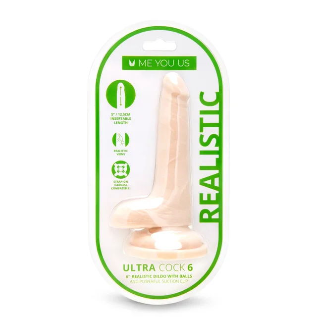 Me You Us Ultra Cock 6-inch dual-density dildo blister pack