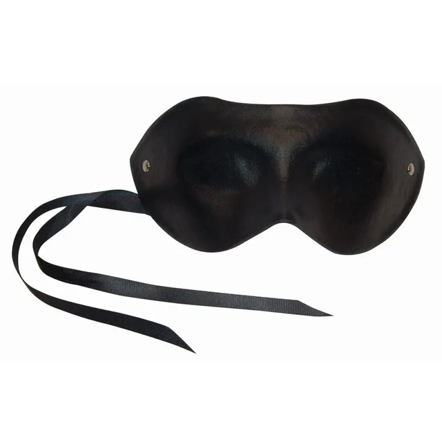 Sex & Mischief Blackout Mask black contoured mask with twin ribbon ties