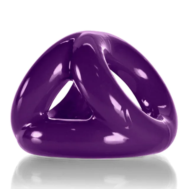 Oxballs Tri-Sport eggplant-purple cock sling with three openings