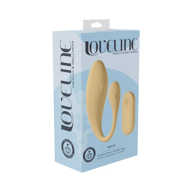 Shots LoveLine Wave yellow C-shaped vibrator with remote