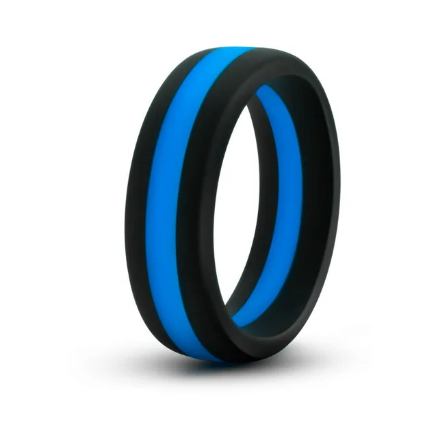 Blush Performance Go Pro black-and-indigo ring upright angle showing black outer band and colored center stripe