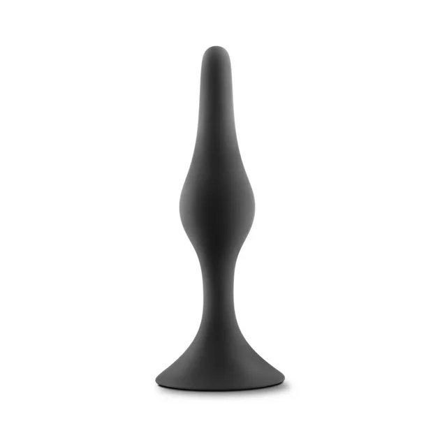 Blush Luxe small black beginner plug upright front view showing tapered shaft and flared base