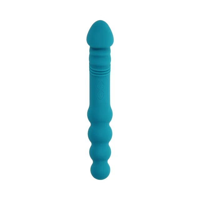 Front view of teal Flip Flop with rounded tip and bead end