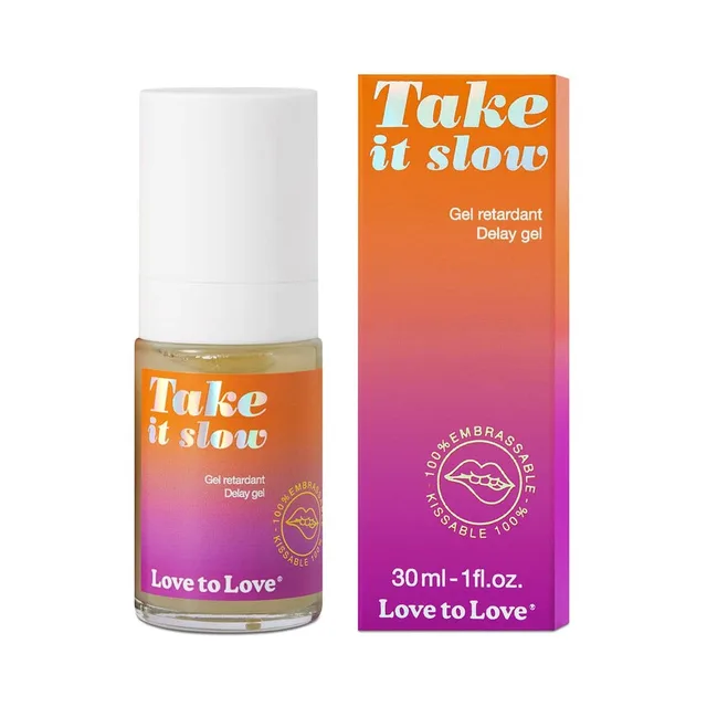 Take It Slow one-ounce roll-on gel beside orange gradient box