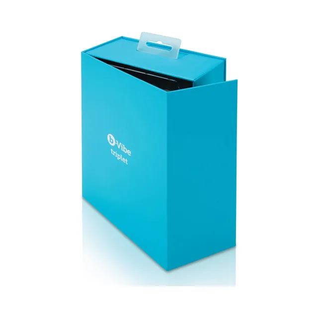 b-Vibe Triplet Black Silicone Beads closed blue handled presentation box
