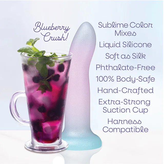 Mixers Blueberry Crush 8-inch gradient dildo color and material feature graphic