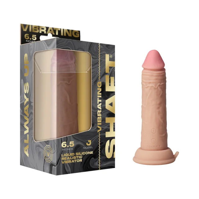 Pine flesh-tone Shaft Model J straight vibrator with round suction base