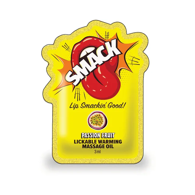 Front of yellow Smack 3 mL massage oil pouch