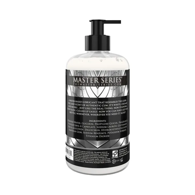 Rear view of 16 oz Jizz bottle with black label
