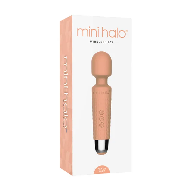 Peach Fuzz Shibari Mini Halo 20X wireless wand in retail box