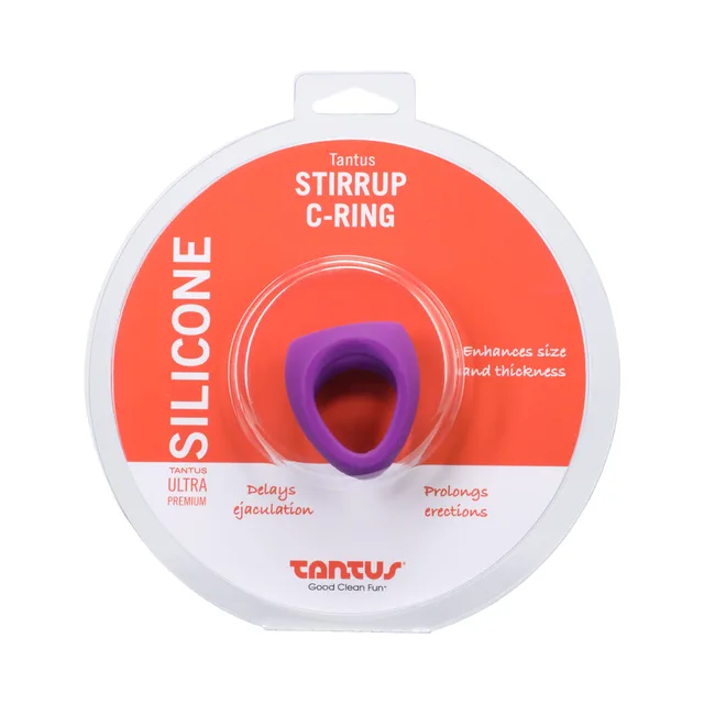 Tantus Stirrup Lilac silicone C-ring retail package