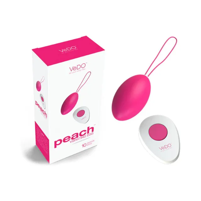 VeDO Peach Foxy Pink Egg Vibrator pink egg remote and white pink retail box