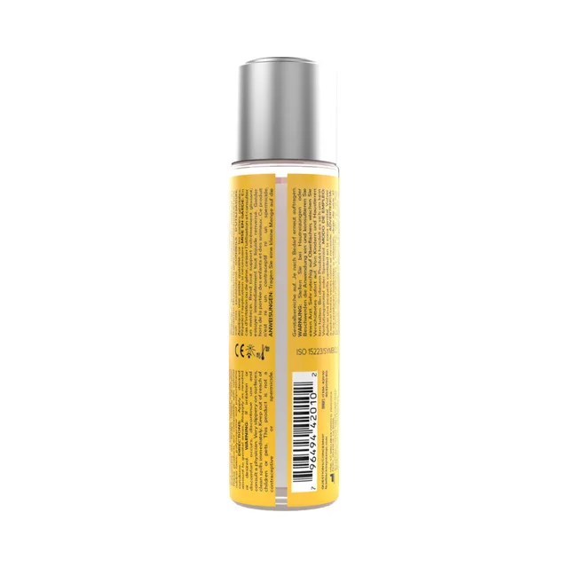 Back view of Mimosa lubricant bottle and ingredient label