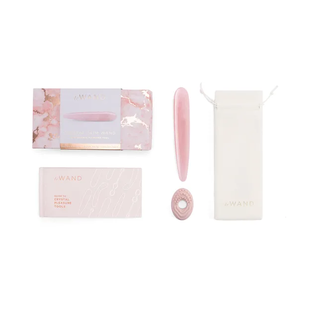 rose quartz Le Wand Slim Wand with textured ring, boxes and storage pouch