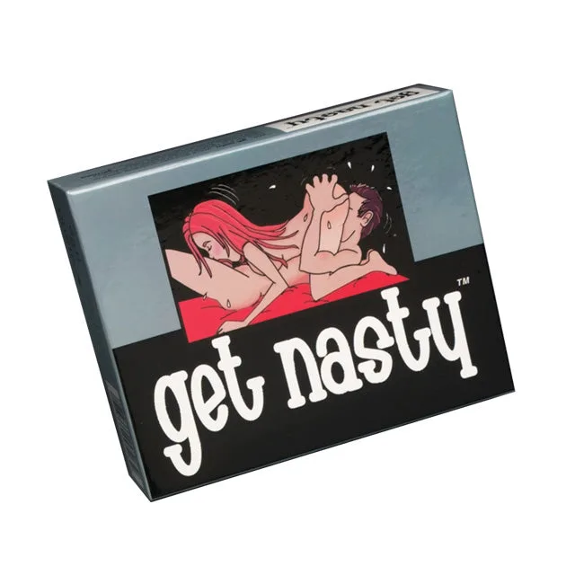 Get Nasty black card game box with red illustrated cover