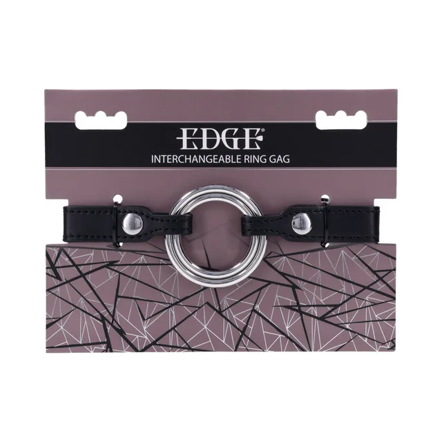 Sportsheets Edge black strap gag with interchangeable silver ring