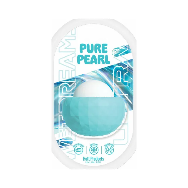 Wet Dreams Pure Pearl aqua mini massager faceted round design in white and aqua retail package