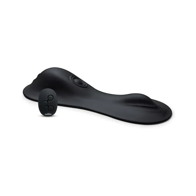 Black Cowgirl Rodeo Rumbler shown with oval three-button remote