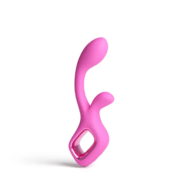 Side view of pink Velvet with curved shaft and external arm