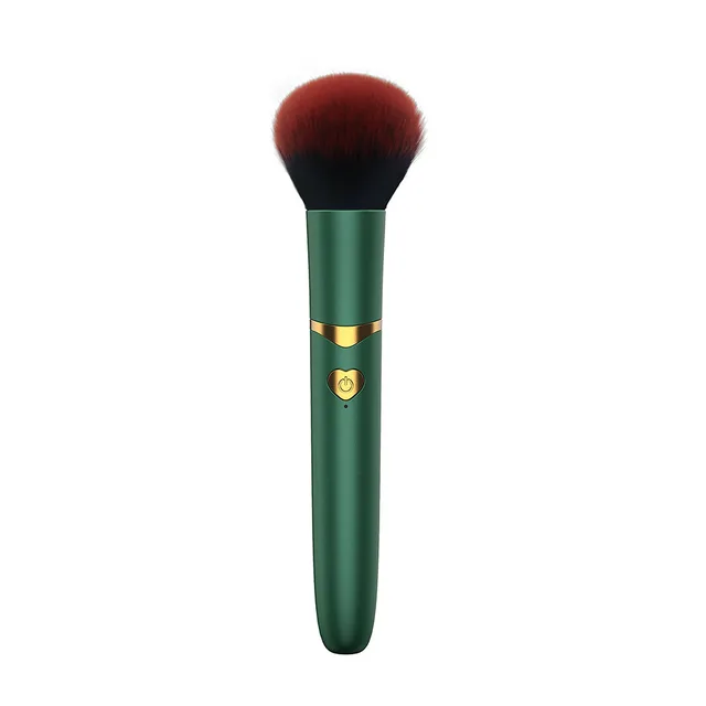 Deep green Brush Bullet with rounded red-and-black bristle head
