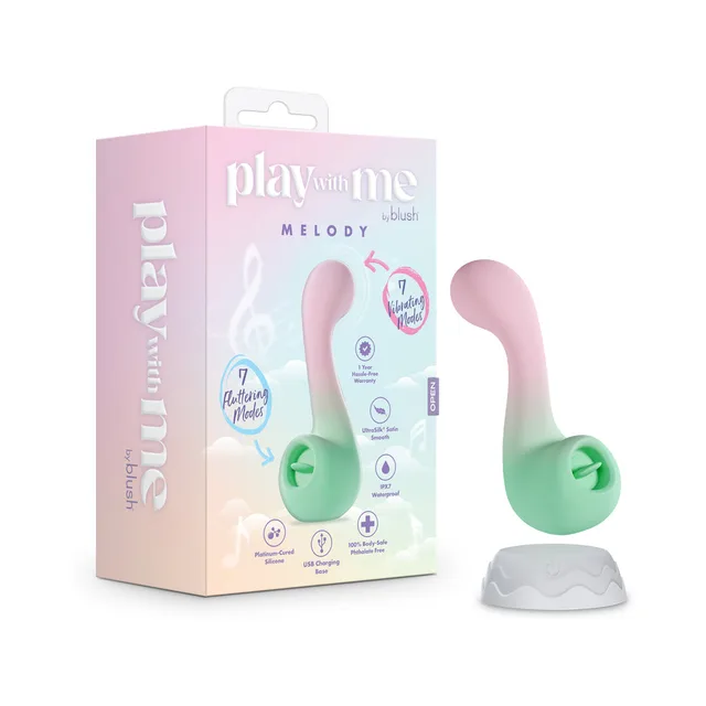 Pink-and-green Play With Me Melody dual-ended vibrator with box