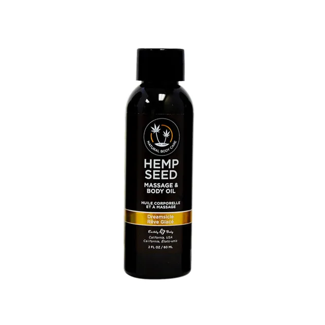 Earthly Body Dreamsicle Massage Oil black 2 oz bottle with orange label band