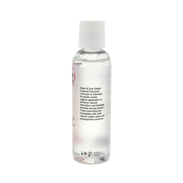 Adam & Eve Salted Caramel Flavored Lubricant 4 oz rear bottle view with product text