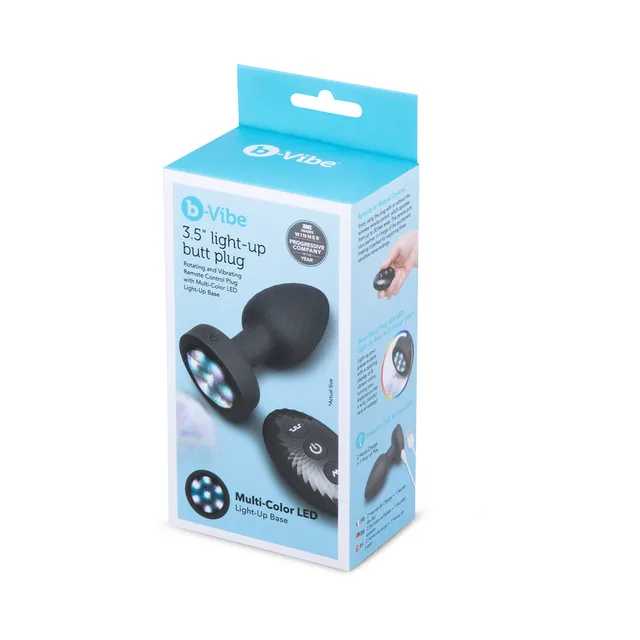 b-Vibe 3.5-inch black light-up plug retail box front