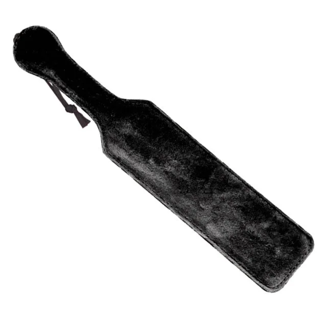 Sportsheets black dual-sided leather and faux-fur paddle with loop