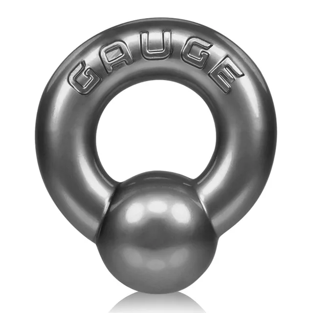 Steel-tone OxBalls Gauge ring with attached round ball