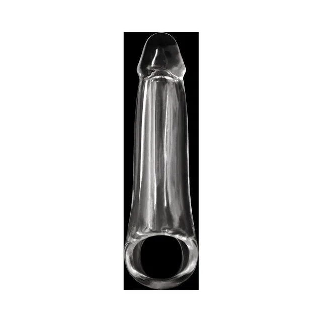 Clear medium penis extension with wide circular base opening